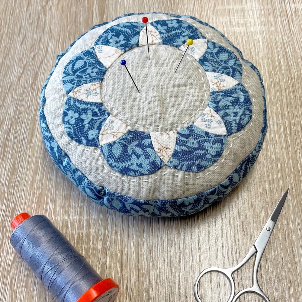EPP Pincushion Kit in Dusty Blues - Patchwork Pincushion Kit