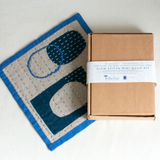 Slow Stitched Mini Linen Quilt Kit, Sewing Project Craft Kit