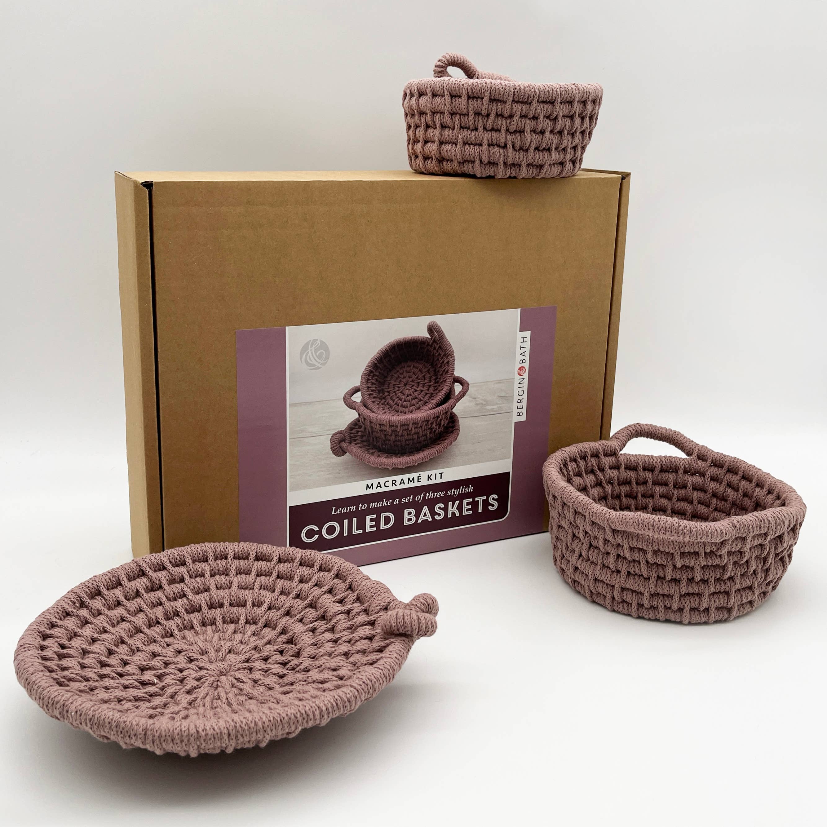 Macrame Kit, Baskets - Mauve - Learn to make a set of three
