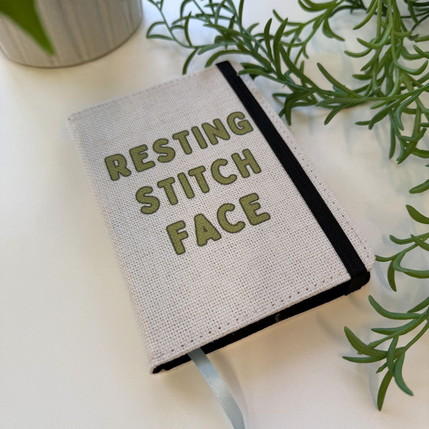 Resting Stitch Face - A6 Linen notebook