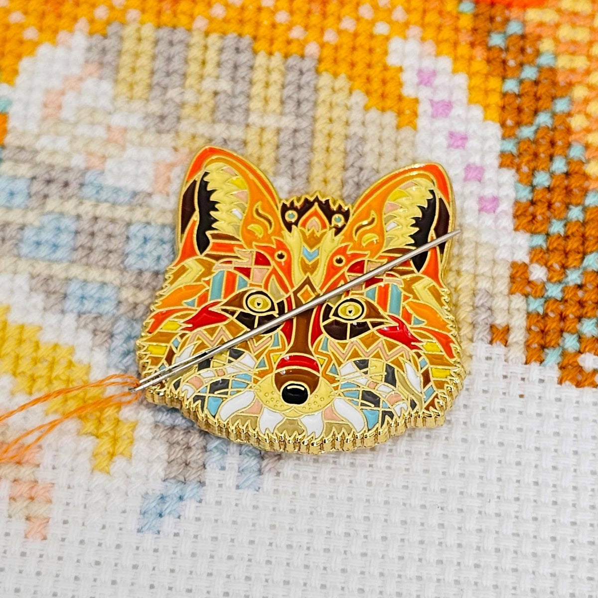 Mandala Fox Needle Minder for Cross Stitch & Embroidery