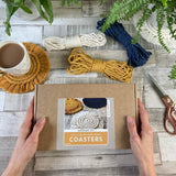 Macrame Coaster Kit in Yellow, Navy and White
