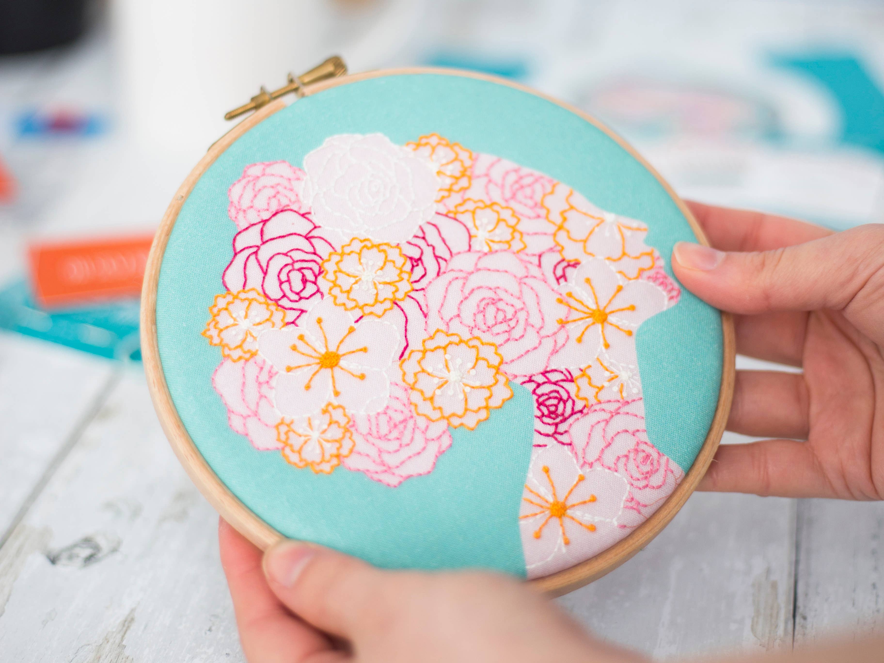 She Blooms Feminist Handmade Embroidery Kit Hoop Art