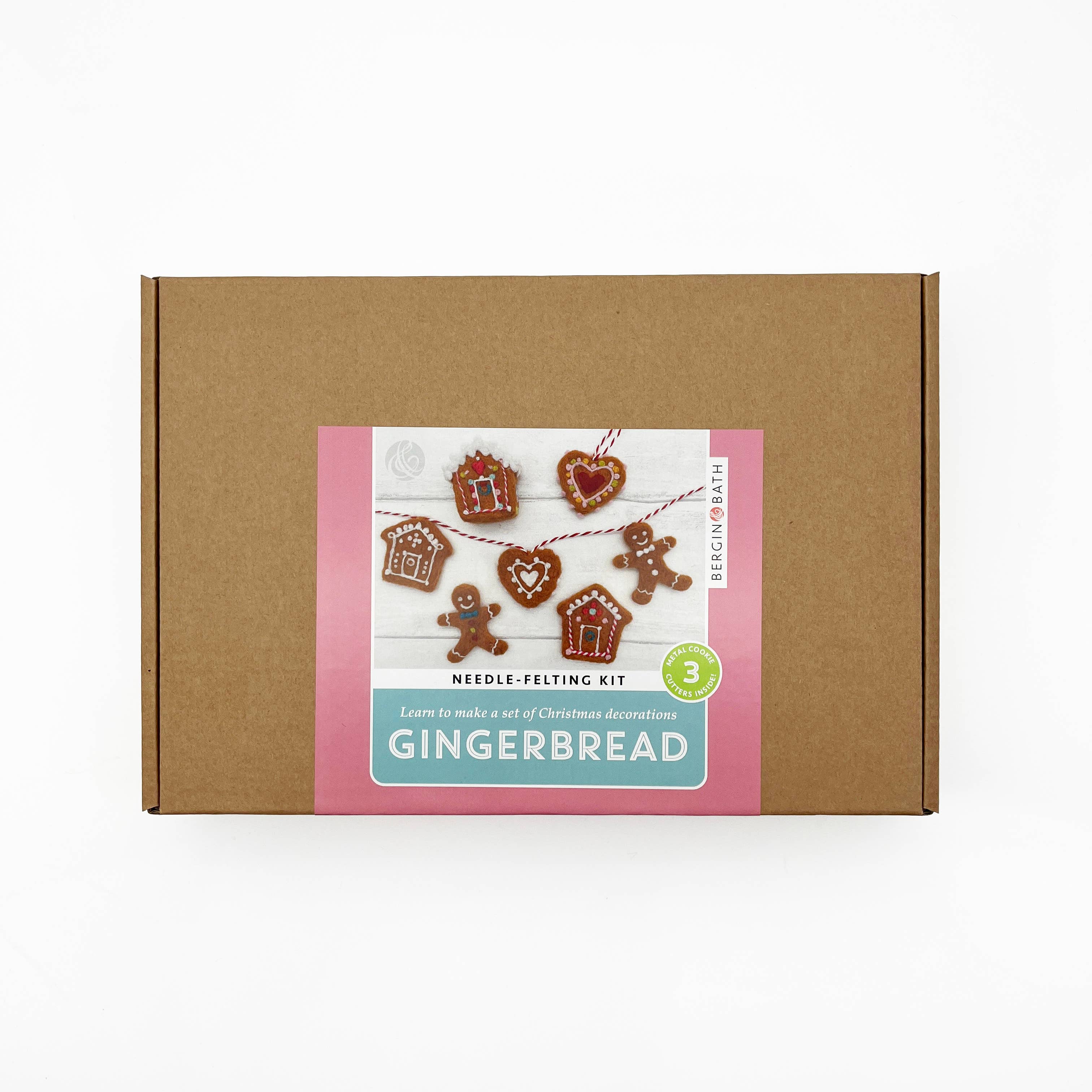 Needle Felting Kit, Gingerbread Decorations. Christmas craft