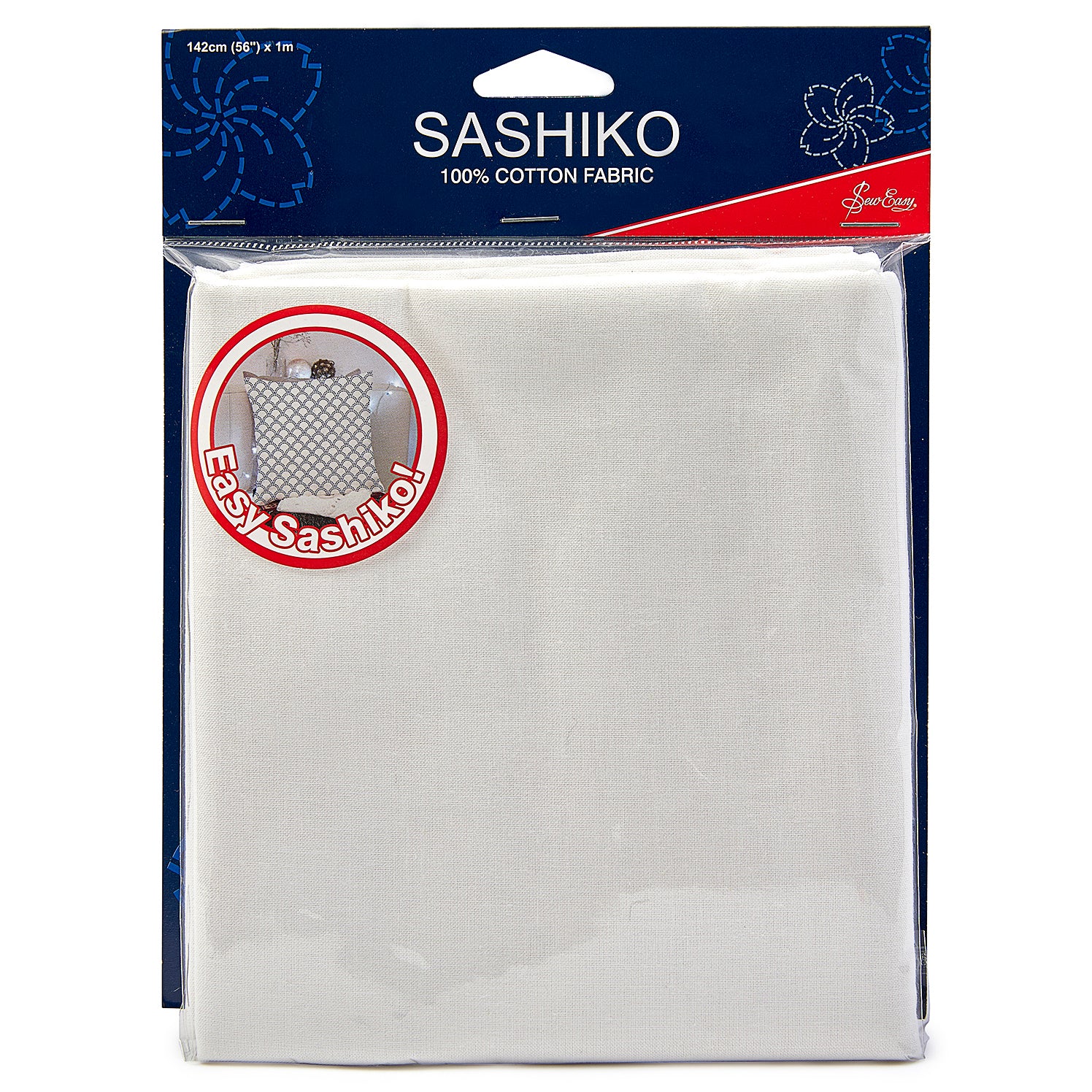 Sashiko: Cotton Fabric: 1m x 1.42m - Navy | White | Ivory