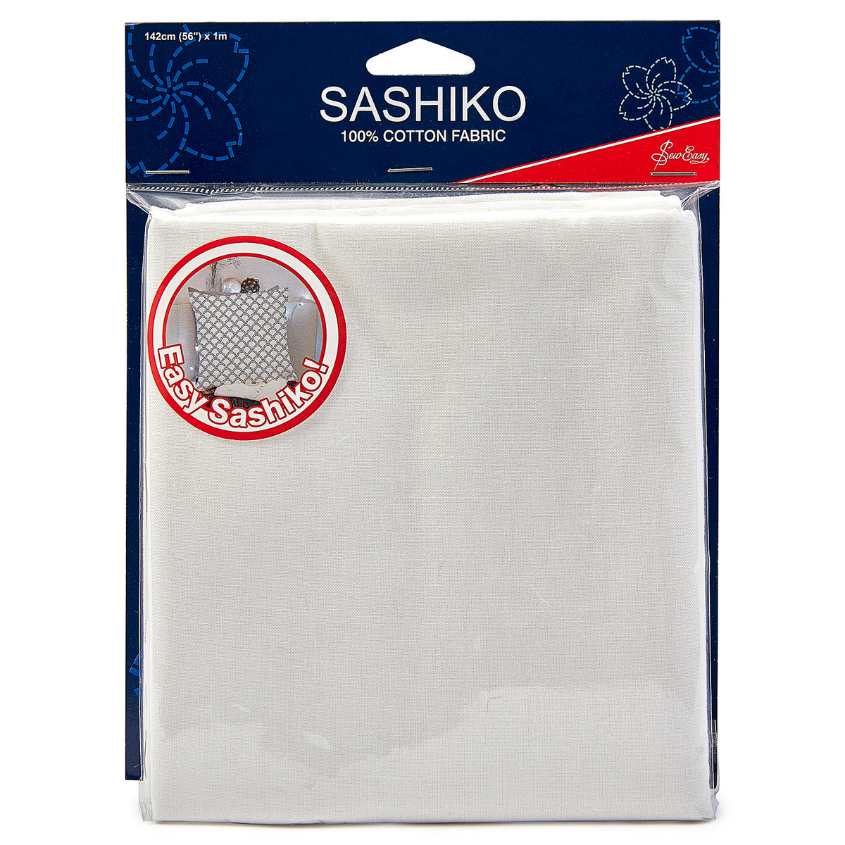 Sashiko: Cotton Fabric: 1m x 1.42m - Navy | White | Ivory