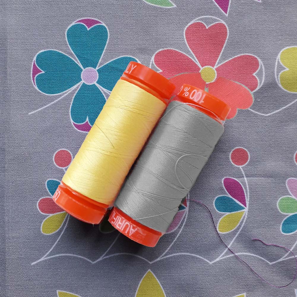 Pattern Box Decorative Floral Free Motion Quilting Kit - Folk Art on Grey