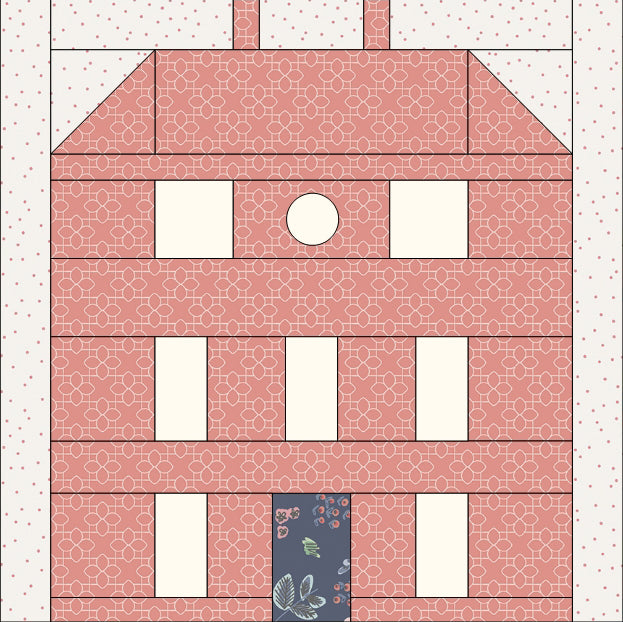 Red Manor House Pattern House Block